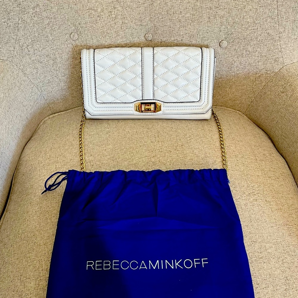 Beautiful barely used ice bluish gray Rebecca Minkoff Love clutch!